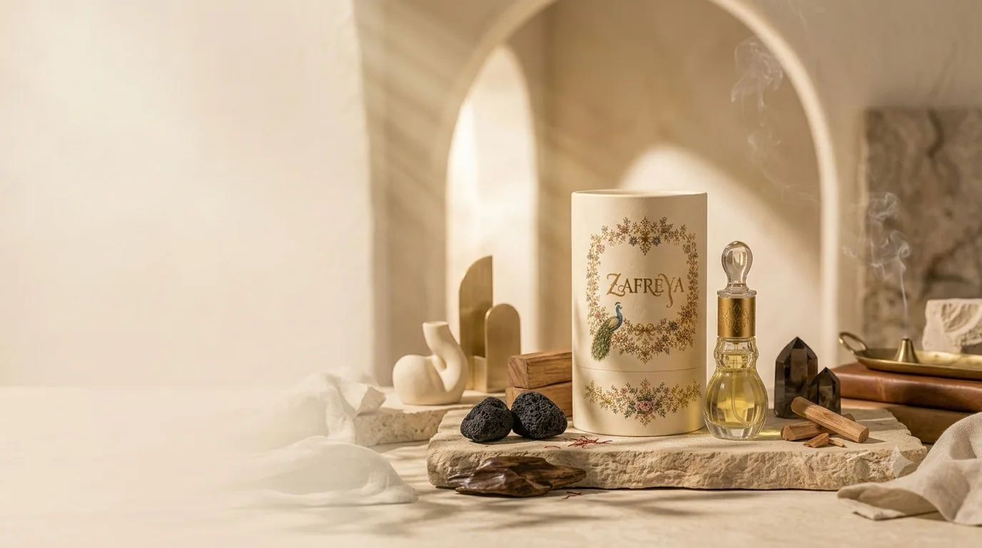 Zafreya attar in a sunlit stone atelier